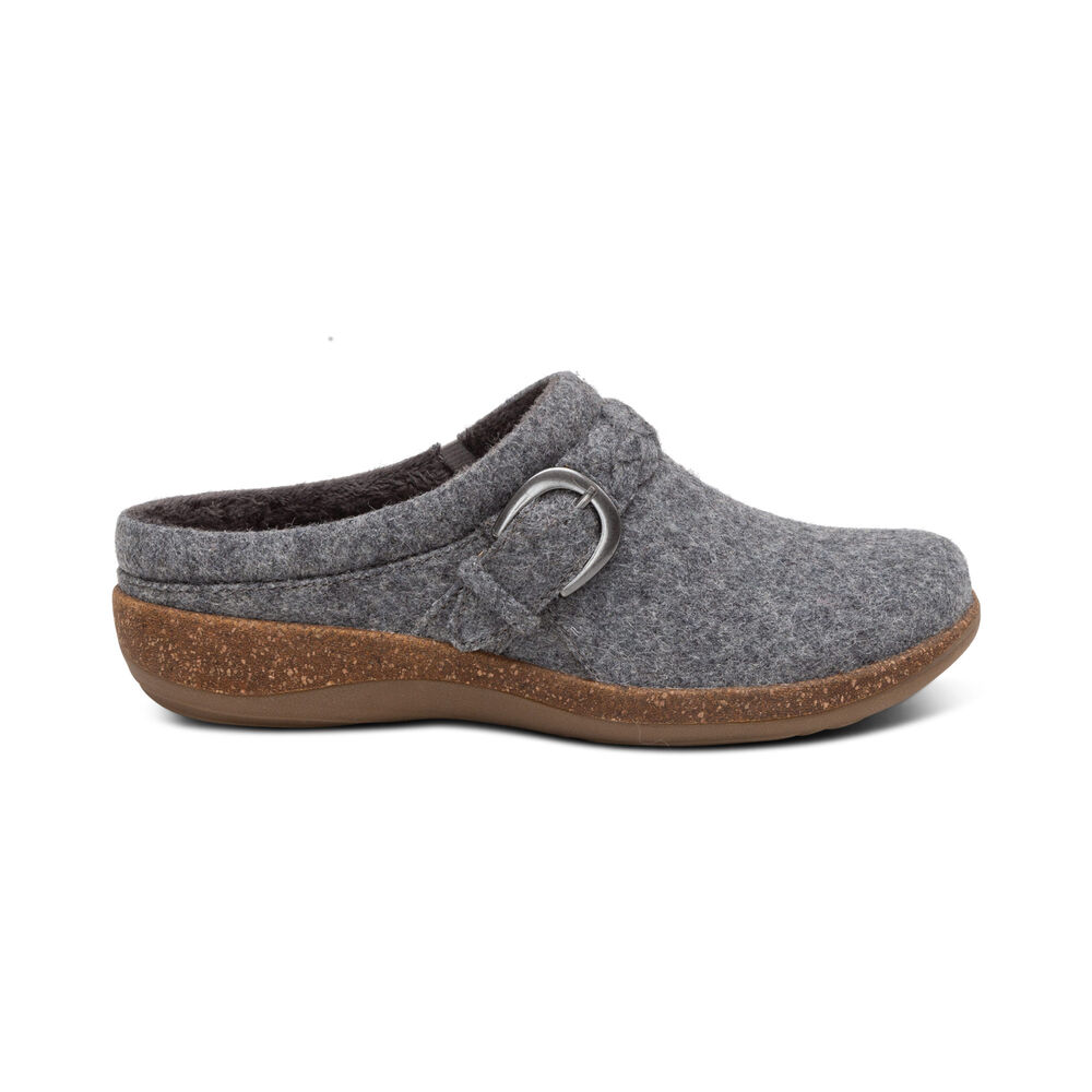 Aetrex Women's Libby Comfort Clogs - Grey | USA PSUM4NH